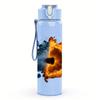1PC Splash Art Tiger Head 750ml Color Plastic Sports Water Bottle Leakproof Flip Straw Lid Suitable for Sports Office Home Use