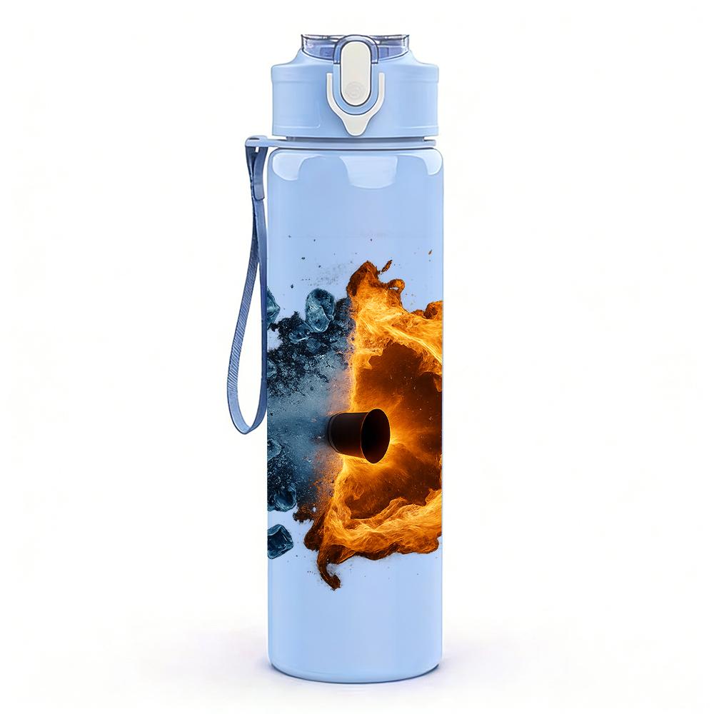 1PC Splash Art Tiger Head 750ml Color Plastic Sports Water Bottle Leakproof Flip Straw Lid Suitable for Sports Office Home Use
