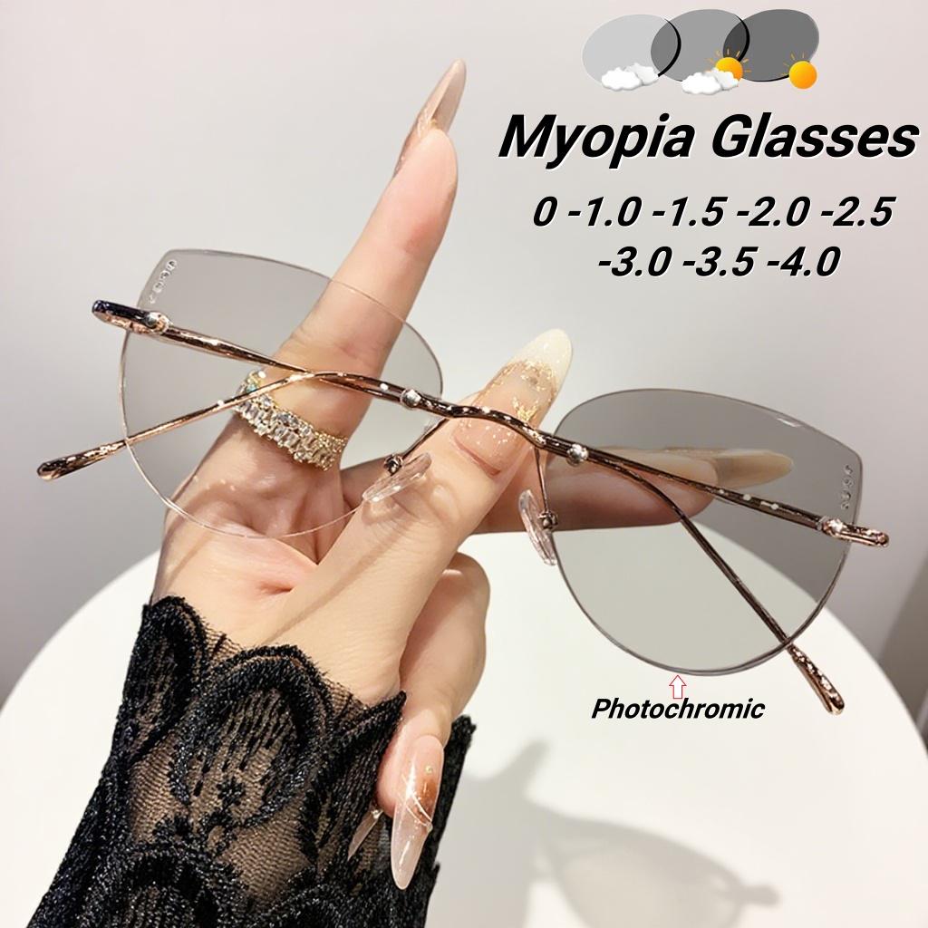 New Fashionable Hd Frameless Women'S Myopia Glasses Ultra Light Elliptical Frame Luxury High Quality Women'S Glasses