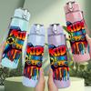1PC Trip Culture Graffiti Text 750ml Color Plastic Sports Water Bottle Leakproof Flip Straw Lid Suitable for Sports Office Home Use