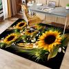 Large Vibrant Sunflower Area Rug – Non-Slip Polyester Floor Mat with Wheat & Butterfly Accents, Perfect for Bedroom, Living Room