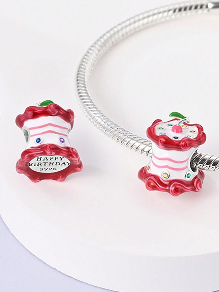 Charms Plata Copper Colors Fruit Dessert Cherry Cake Beads Charm Pendant For Original Bracelet For Women Diy Jewelry Love Gift