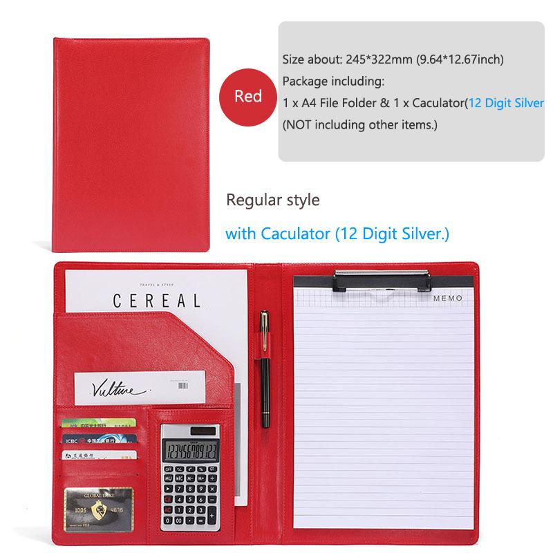 A4 Padfolio Man PU Padfolio File Folder Portfolio Business Document Holder Metal Clipboard Pad Document Organizer Holder Office