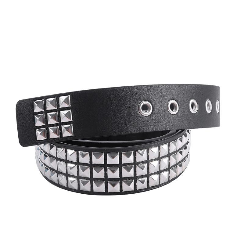 new luxury square bead rivet belt metal pyramid straps men and women punk rock hardware jeans designer female waist belts