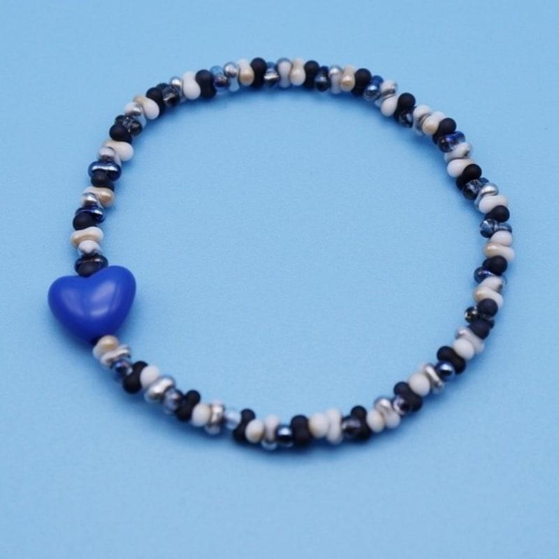 BONBEAU Herzpunkt niedliche Perlen Armband Blau rote Herzperlen Armband