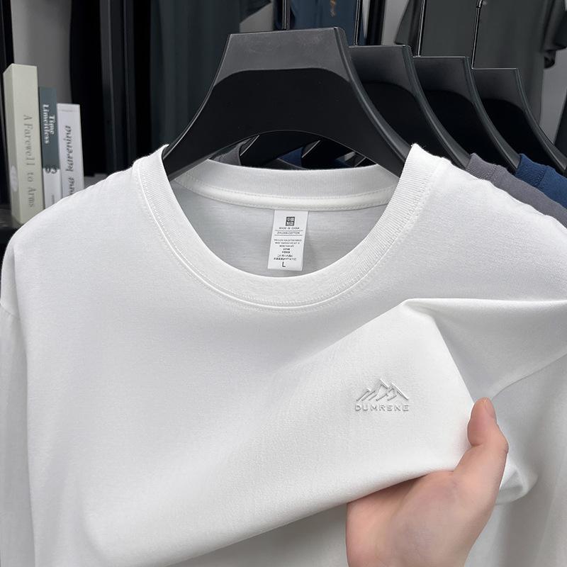 Men's Bottoming Shirt with Inner Top Men's Long-sleeved T-shirt High-end Solid Color Casual Pure Cotton Clothes