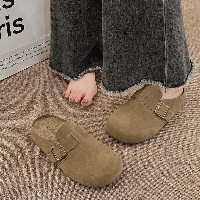 inner heightening thick-soled bag head half slippers women's outer wear spring and autumn new one-pedal Boken slippers