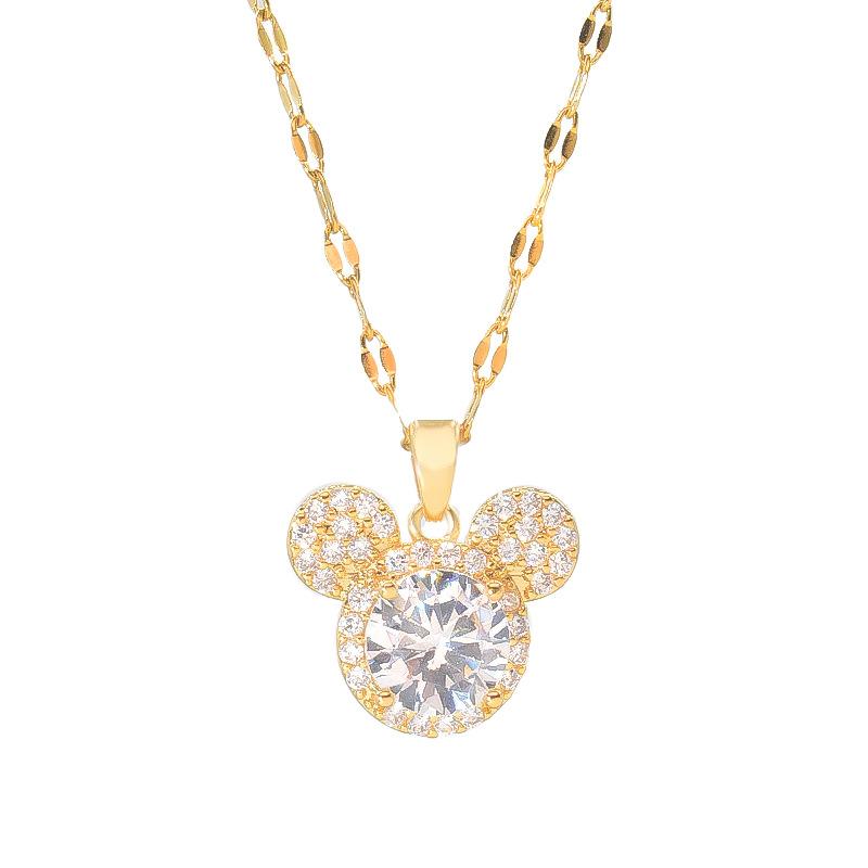 Mickey Mouse Halskette Damen Hochwertig Vielseitig Niedlich Cartoon Zirkon Anhänger Halskette