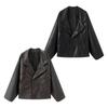 European & American Style Women's PU Leather Three-Button Jacket with Turn-Down Collar