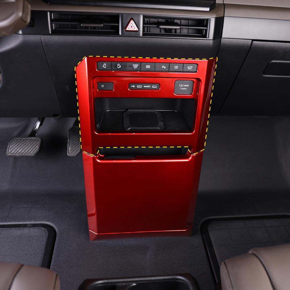 Pour Kia PV5 2025-2026 Conduite à gauche ABS 1 pièce Cache-port de charge rangée avant Garniture 2 pièces Cache-console centrale rangée avant Garniture Accessoires de voiture