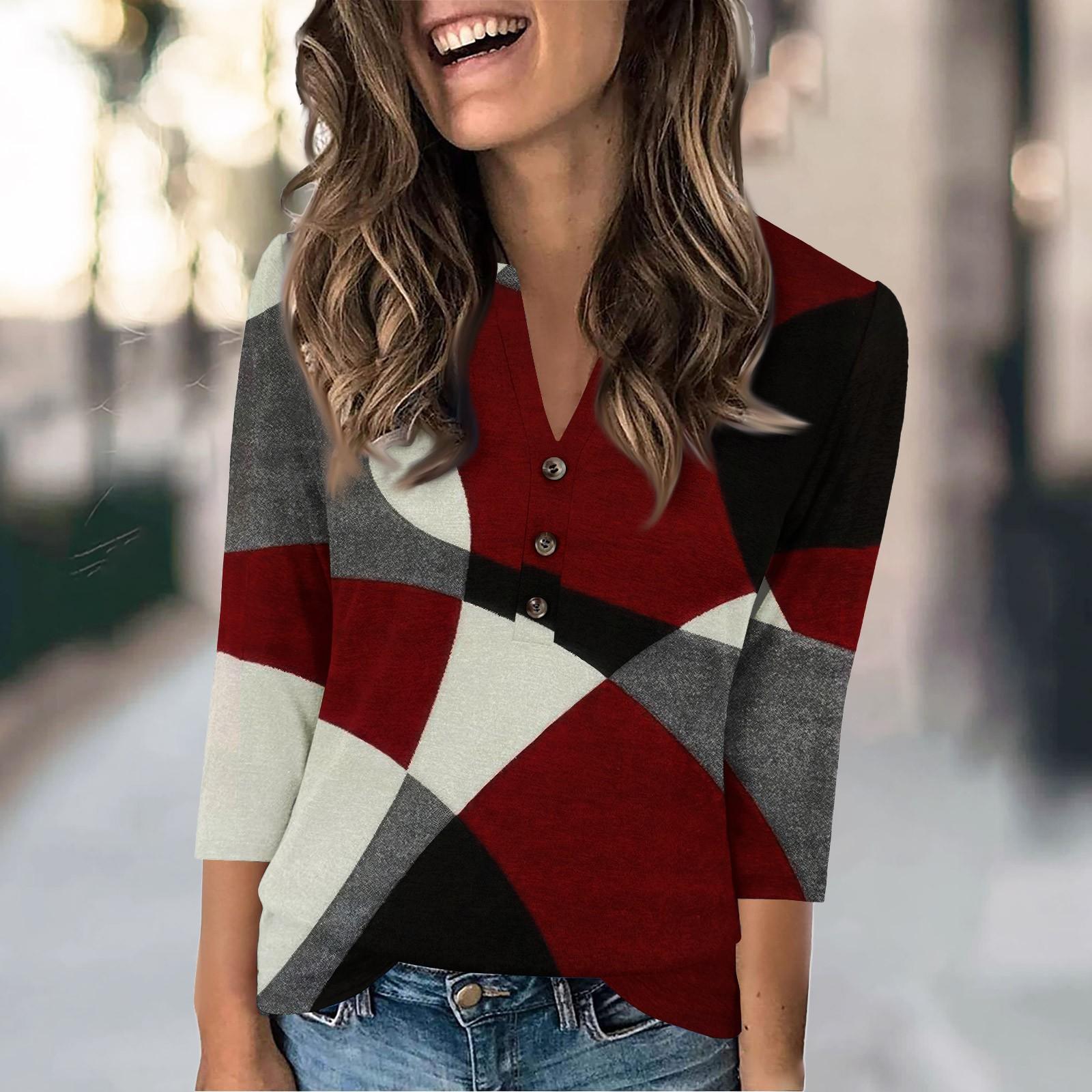 

Женская мода повседневный свободный топ с рукавом 3/4 и круглым вырезом XL синий