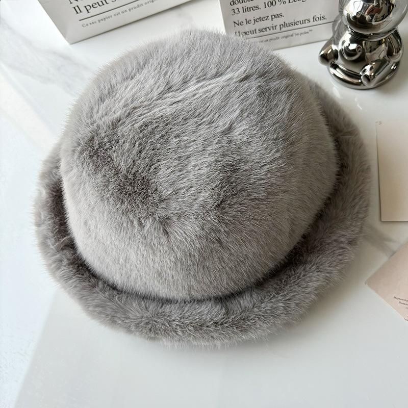 Mongolian hat women's winter cold Northeast bucket hat thickened imitation hair mink hair ear protection hat