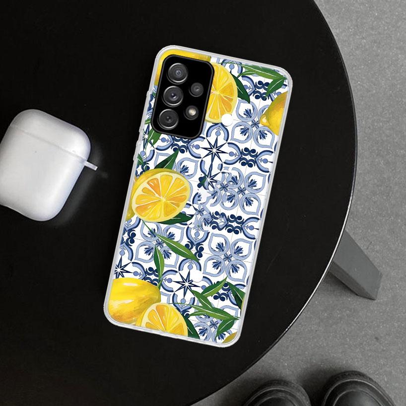 Mediterranean Lemon Phone Case Cover for Samsung Galaxy A12 A22 A32 A52 A72 A02S A51 A50S A31 A20S A10S Note 20 Ultra 10 Plus Ga