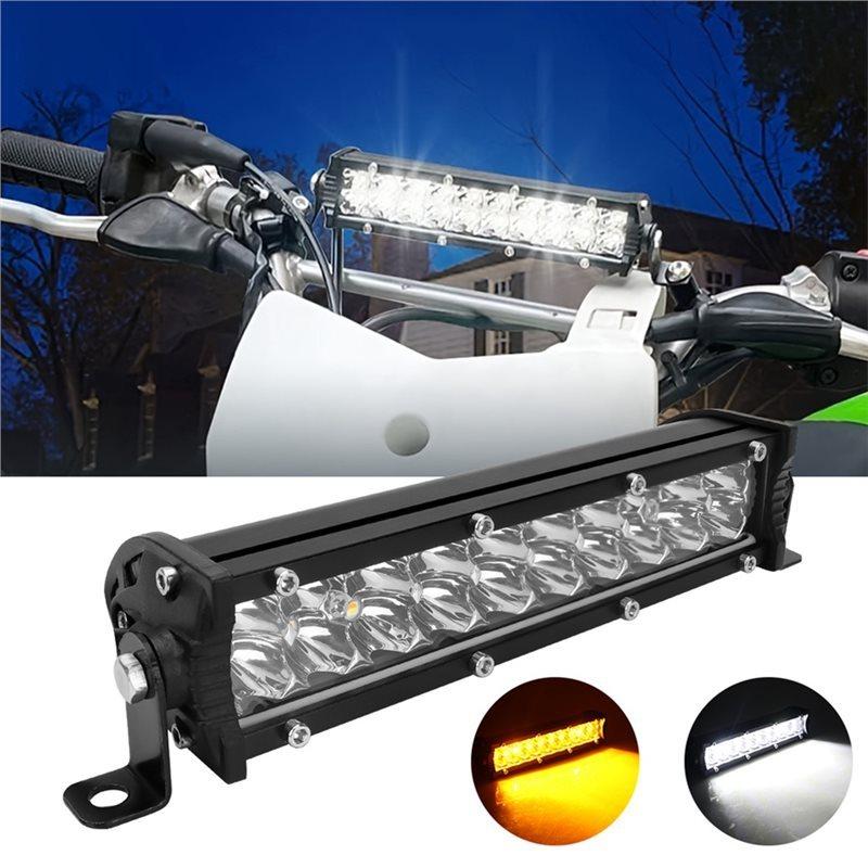 For Motorcycles For Moto Jeep ATV 4WD SUV Compatible 12V 24V LED Work Light Bar Set Dual Color Modes White Yellow Flashing