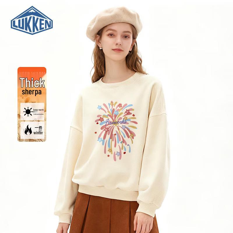 

LUKKEN Women s Winter Thickened Lamb Wool Round Neck Sweatshirt XL
