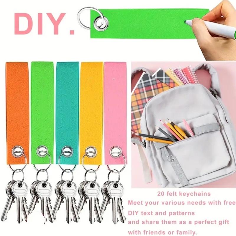 10 st Färgrika Tomma Filtnyckelringar med Stark Filt och Metallringar för Personliga Nyckelringstillbehör