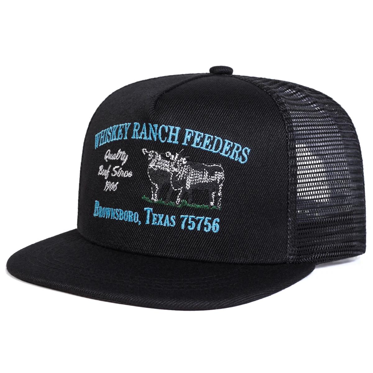 

Unisex Whiskey Ranch Feeders Embroidery Hip-Hop Net Hats Spring Summer Outdoor Adjustable Casual Baseball Caps Sunscreen Hat Cap
