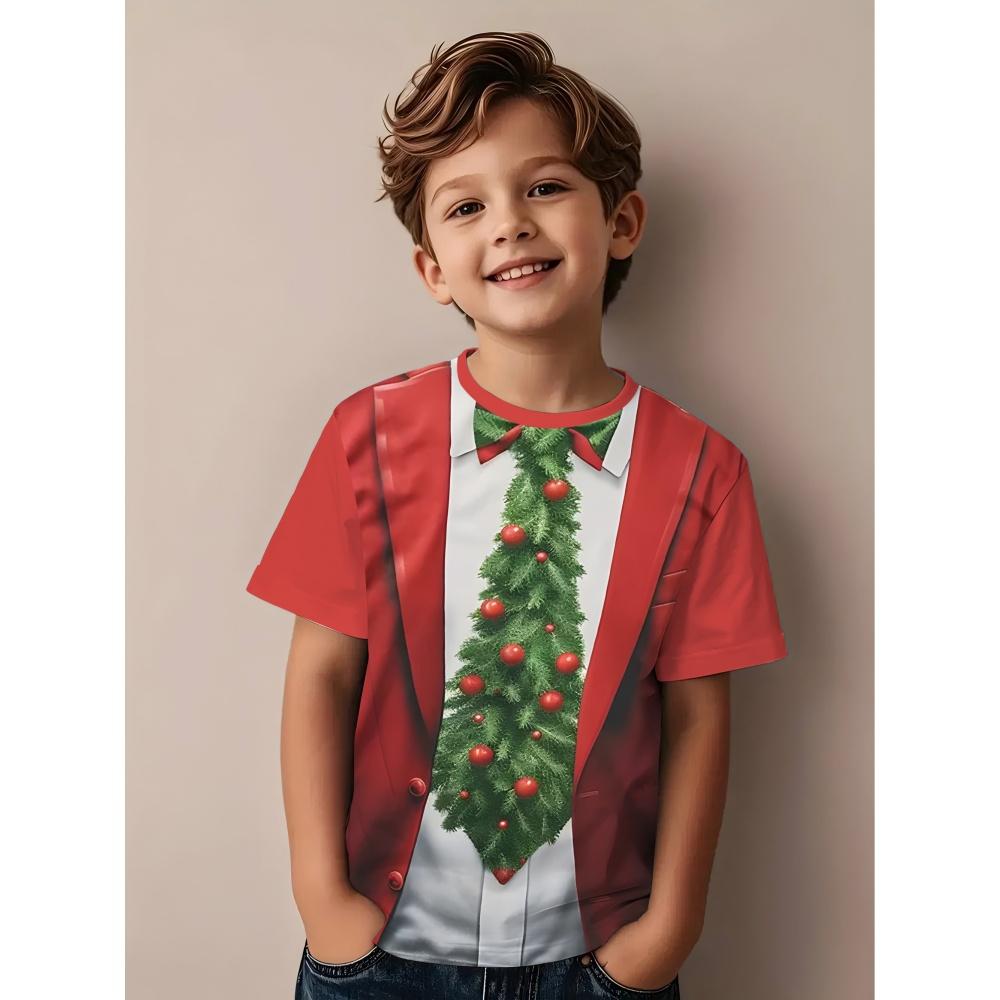 Children's T-shirts, Santa Claus Christmas prints, girls' clothes, cute cartoon pullovers, boys' tops, fashionable gifts, children's clothing