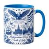 USA 250th Anniversary Blue Mug, Patriotic Ceramic Coffee Cup with Eagle Flag Design, Independence Day Gift for Veterans Men Women
