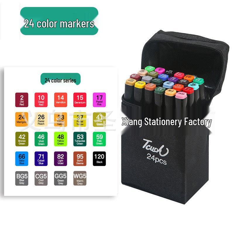 Double-Tip Quick-Drying Watercolor Markers, 48 Colors, Large Capacity for Students