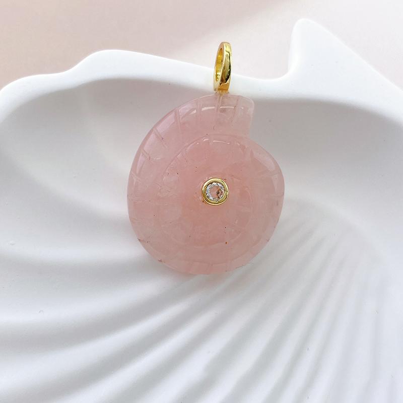 Snail Shell Shaped Carved Natural Crystal Stones With Zircon Amethyst Quartz Tiger Eye Gemstone For Diy Necklace Pendant