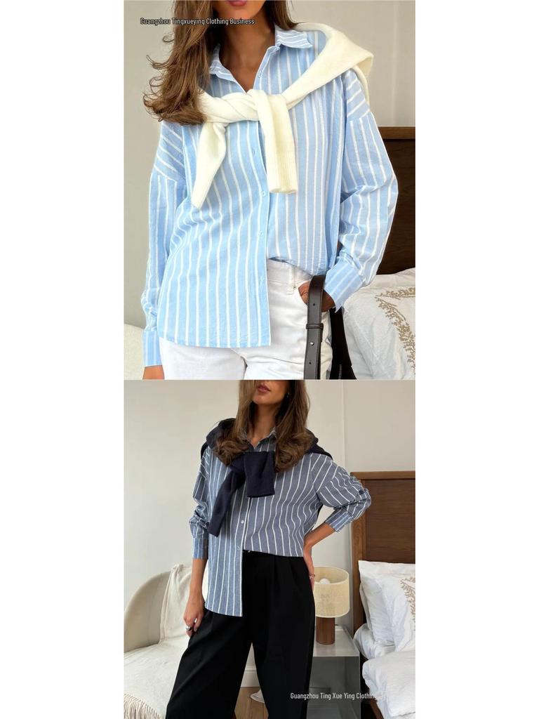 2026 Fall/Winter Women's Long-Sleeve Striped Cardigan Jacket