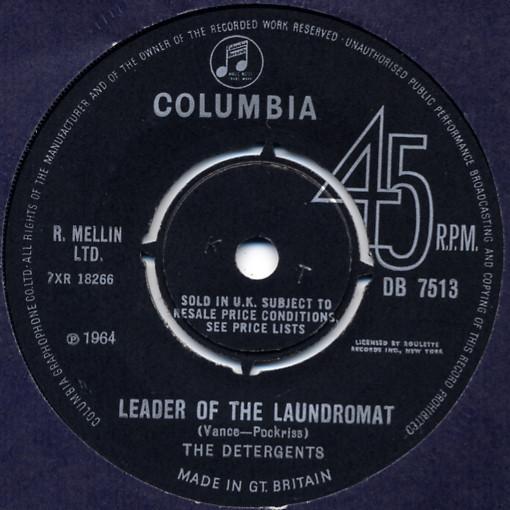 

7inch Record DETERGENTS - Leader Of The Laundromat DB7513 COLUMBIA 1964 UK Rock Used