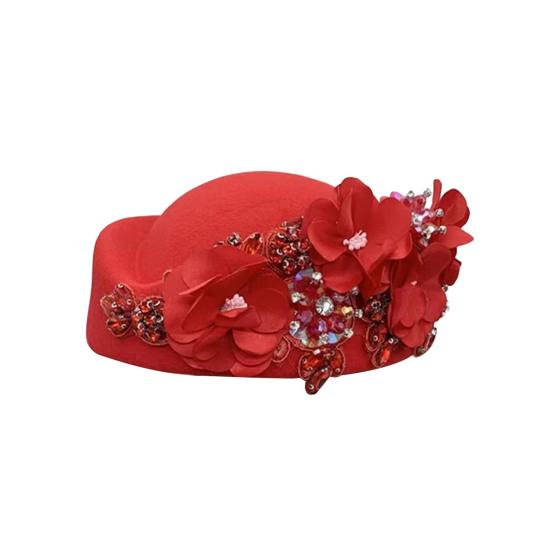 Teselskaphatt for kvinner jenter stoffblomst fascinatorhatt vintage cocktailparty pillbox-hatt rollespill bowler party-tilbehør