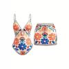 Women Printed Bohemian Spaghetti Strap One Piece Swimsuit Vacation Beach Swimwear