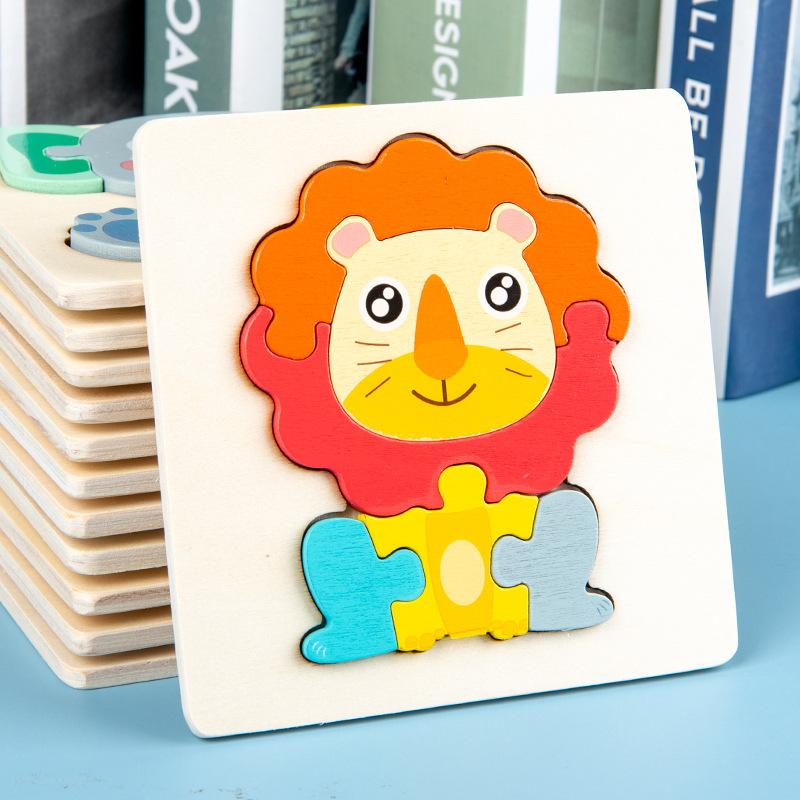 Bebek Ahşap Oyuncaklar 3D Bulmaca Karikatür Hayvan Zeka Bilişsel Yapboz Ahşap Bulmaca Erken Eğitici Oyuncaklar Çocuklar İçin Hediyeler