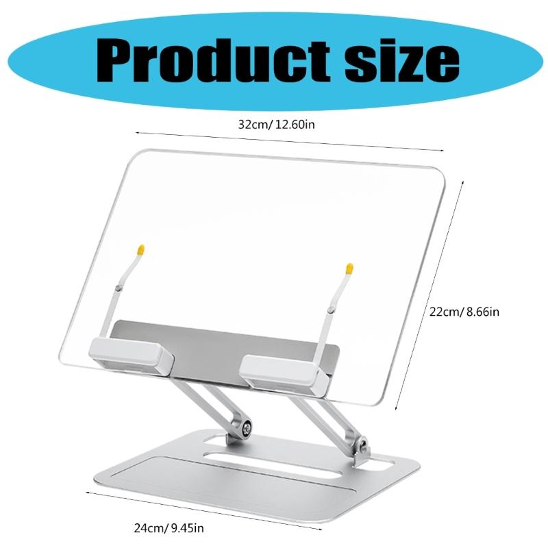 Two Axises Adjustable Foldable Laptop Book Stand Aluminum Construction 360 Rotation Clear Acrylic Ergonomic Holder
