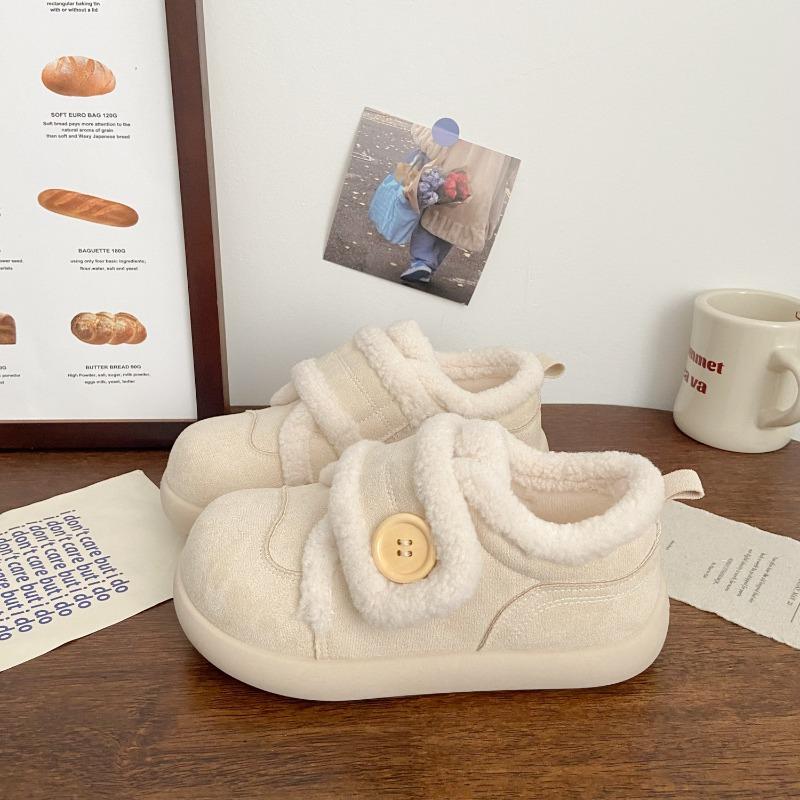 Milchweiß Samt Klettverschluss Board Schuhe Damen Ugly Cute Winter Neu Baumwollschuhe Nische Schneestiefel Sport Kleine Weiße Schuhe