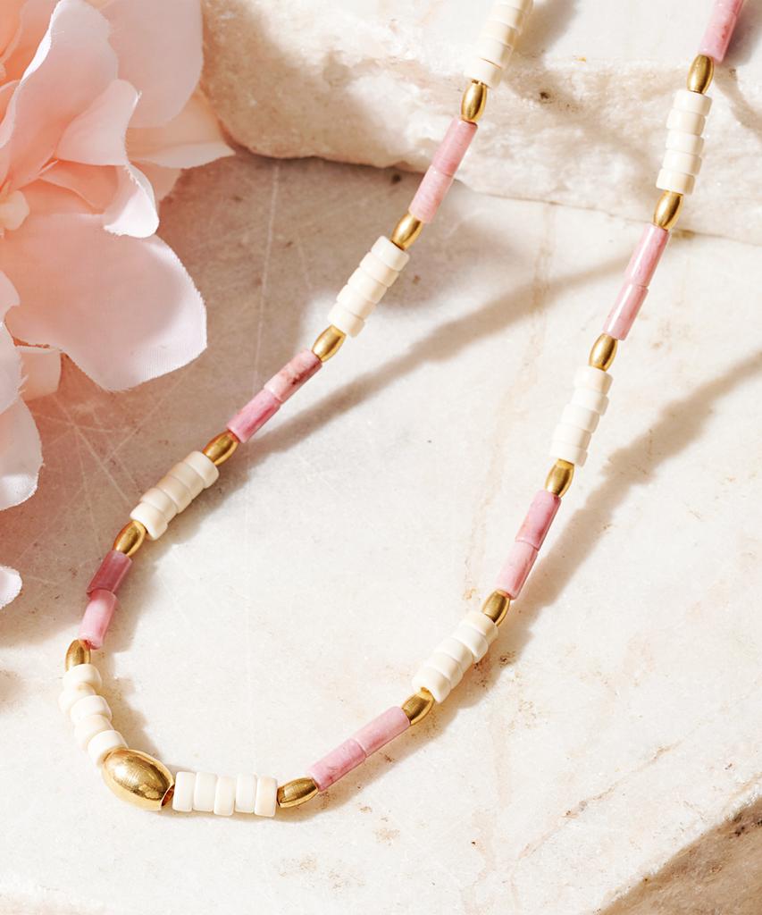 Polalita Pastel Pink Tube Necklace (Plt-Nl-010_Pk)