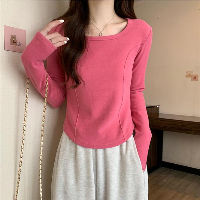 

Women s Slimming Long-Sleeve Base Layer Top with Boning - Niche Autumn/Winter Design L рожевий червоний колір