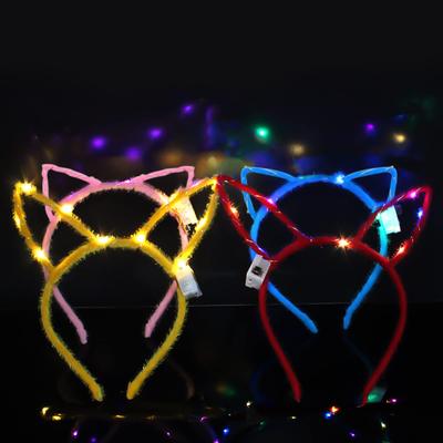 LEISURE CLUB Christmas LED Headbands, Set of 4, Illuminated Cat and Bunny Ears, Headbands, Headbands, Headpieces for Adults and Kids, Women's,