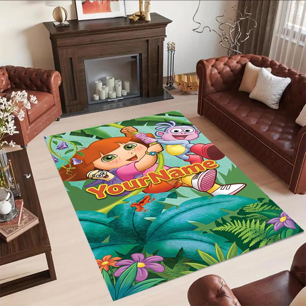 Dora Explorer Personalized Text Floor Rug Office Rug Design for Game Room Decorate room Playrooms Balcony Antislip Carpet Office home decor