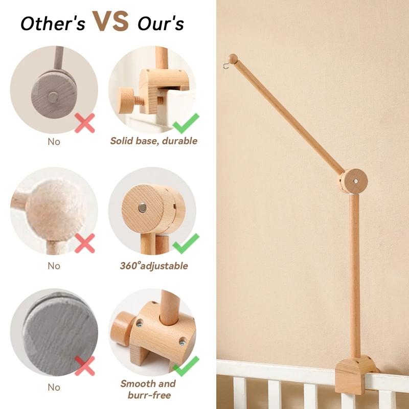 Krippenmobile Drehbare Spieluhr mit Liedern Motor Zubehör Anhänger Spielzeug 0 12 Monate Babybett Hängendes Glockenspiel Spielzeug Kinderzimmer spielt Holzmaserung