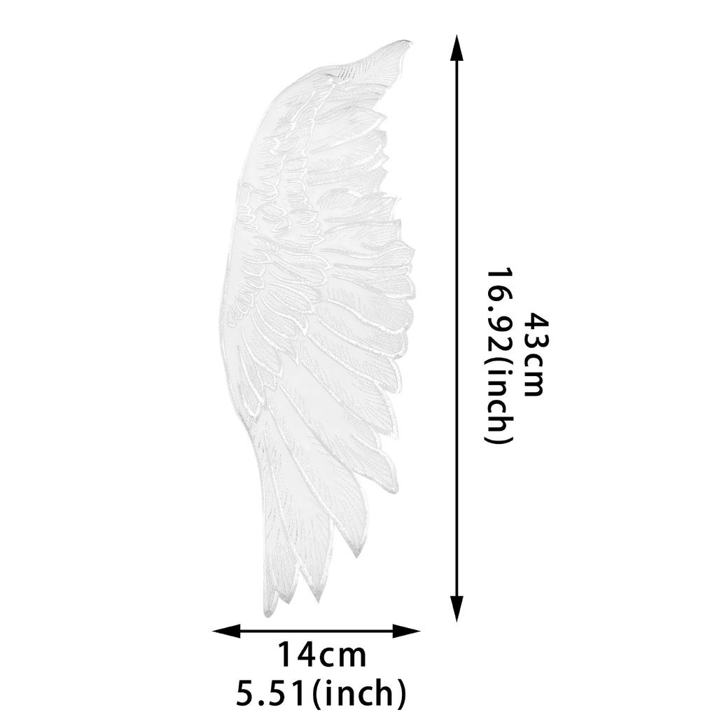 White Organza Big Wings Feather Lace Embroidered Cloth Sticker Dress Performance Clothes Clothing Accessories Decal Decoration