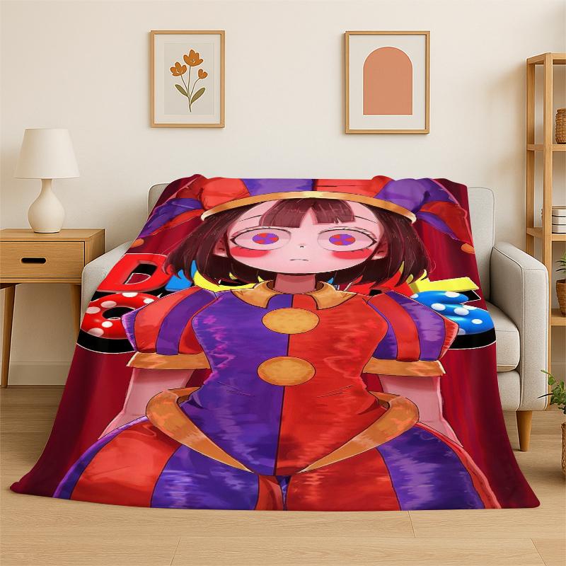 Cartoon Amizing Digtal Circus Pomni Soft Flannel Throw Blanket,Cozy Blanket for Bed,Couch,Sofa,Bedroom,Living Room,Picnic Kid