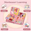 Educational 7IN1 Pink Felt Busy Board Sensory Motor Skill Activity Developing Book Toddler Learning Cognitive Exercise Girl Toy