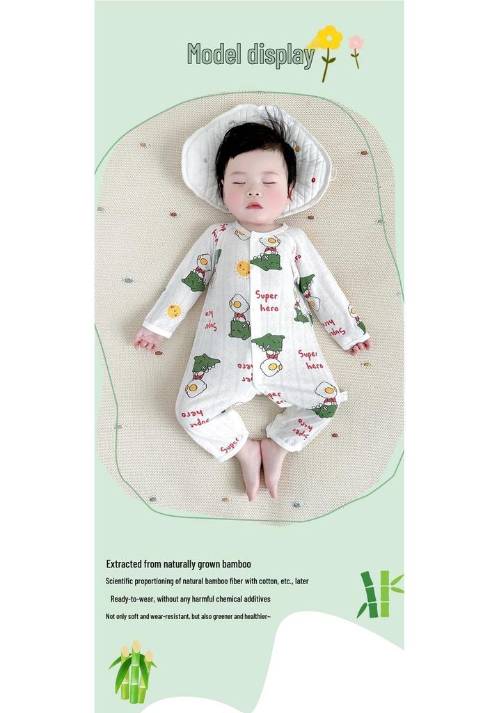 Baby Langarm-Bodysuit aus Bambusfaser: 3-24 Monate, Atmungsaktiver Druckknopf im Schritt, Nahtlos für den Sommer