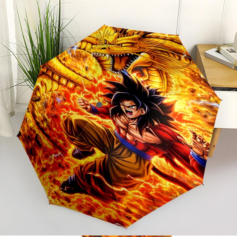 DRAGON BALL Print Automatic Open Close Umbrella, Portable Foldable Umbrella, for Outdoor Commute Camping Trip, Ideal Birthday Gift