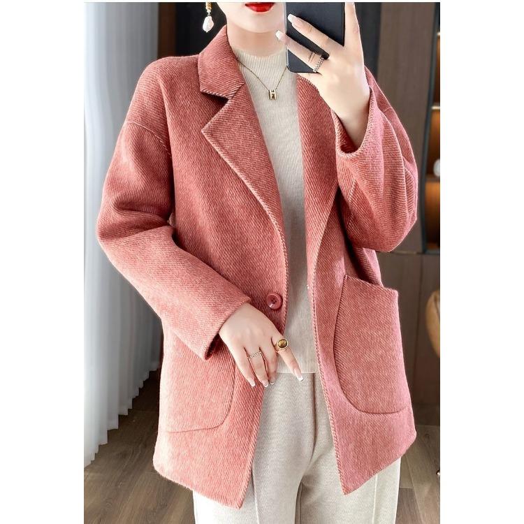 Winter Wool Coat for Women Loose Fit Tweed Jacket Oversized Warm Outerwear