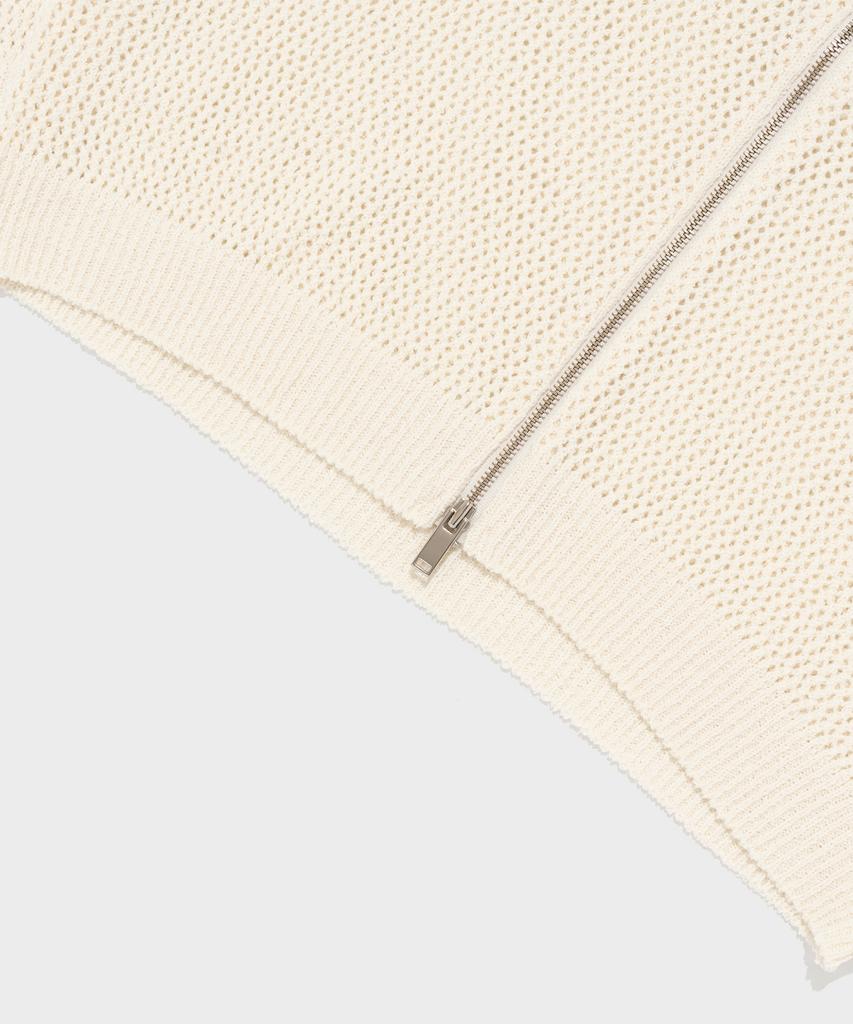 OTHERFITS Scaly Net Knit Zip-Up Hoodie (Ivory)