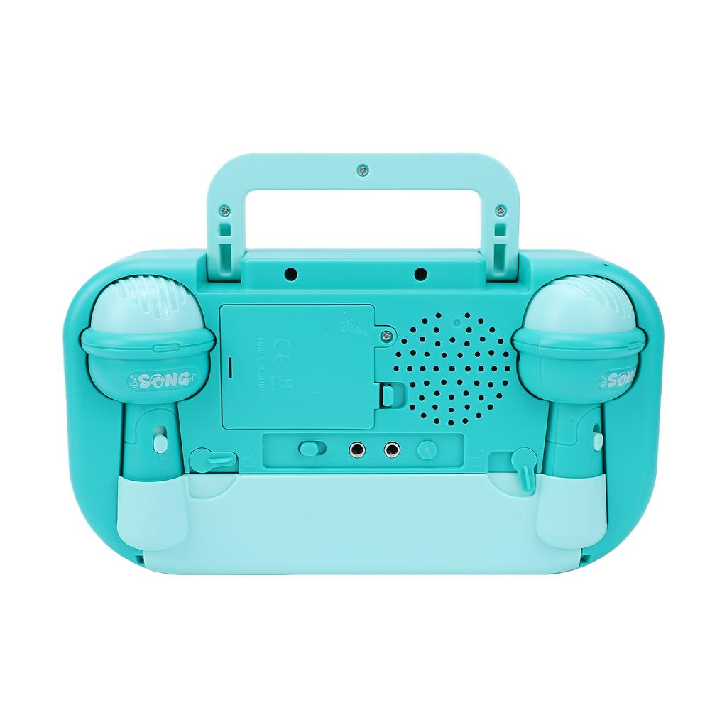 Wireless Kids BT Karaoke Machine with 2 Microphones Portable Singing Speaker Handles Easy Storage Music Toy for Boys
