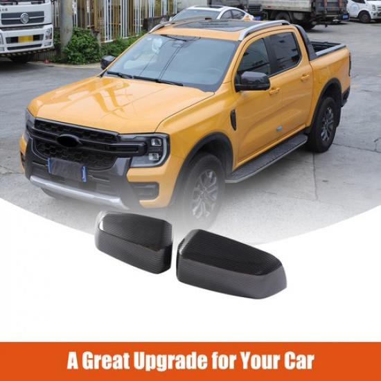 ABS Carbon Fiber Side Rear Exterior Door Mirror Cap Cover For Ford Ranger +