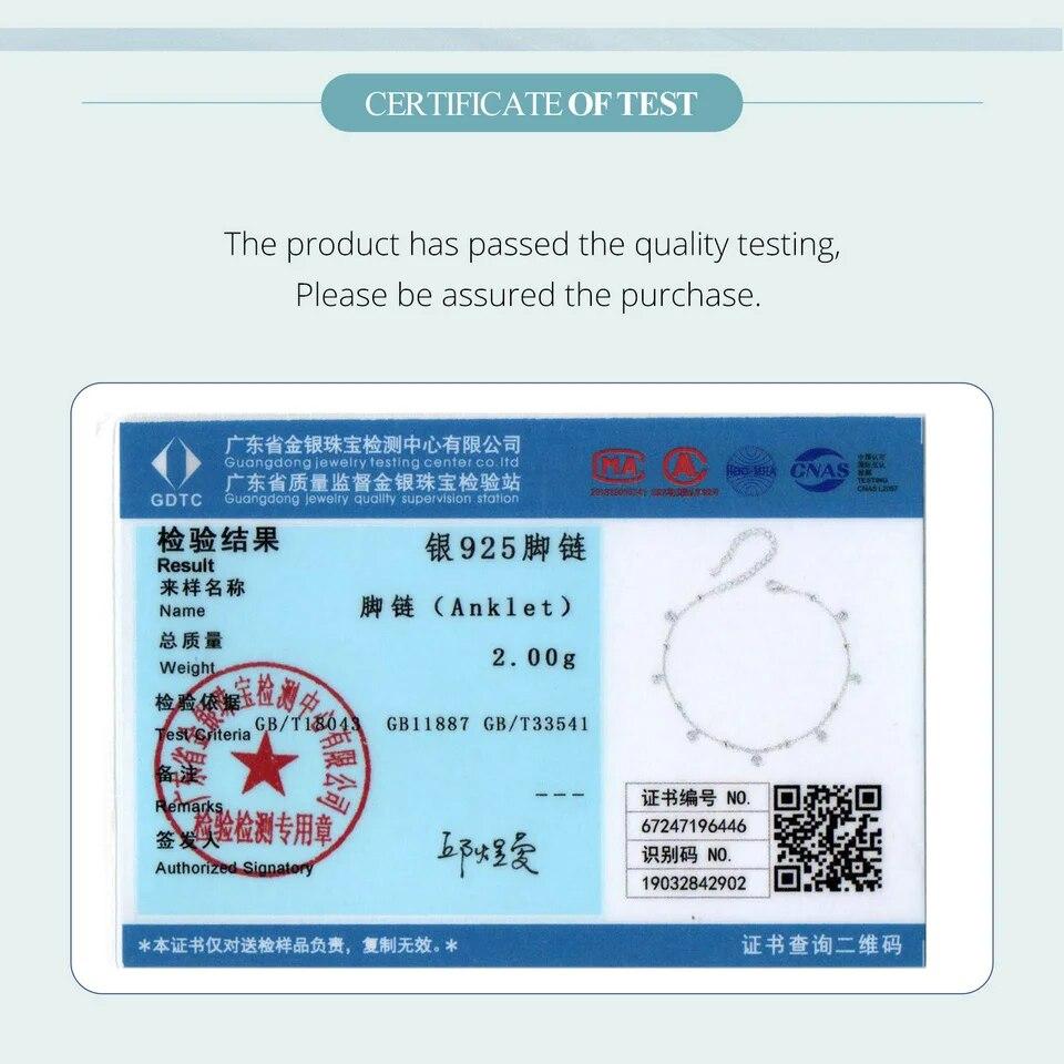 BAMOER Schillerndes Zirkonia-Fußkettchen 925 Sterling Silber Chian Armband für das Bein Weiblicher Fußschmuck für Frauen Beinkette Edler Schmuck