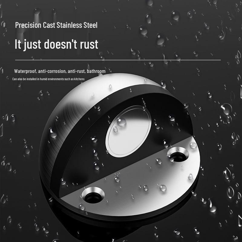 304 Stainless Steel Magnetic Turtle Top Door Stopper, Anti-Collision Floor Bumper & Rubber Limiter