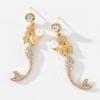 Pinkdudu Romantic Mermaid Pearl Drop Earrings Elegant Shiny Zircon Gold Plated Fantasy Creature Office Party Earring Gifts PD643
