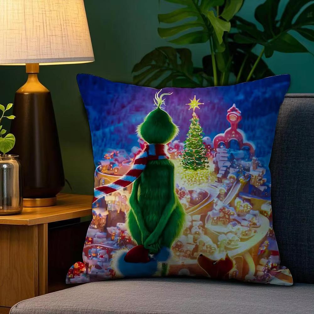 Federa Decorativa Natalizia - 45×45cm, Abbinamento Colori Rosso-Verde, Regalo di Capodanno, Copricuscino da Divano per Decorazione Ufficio e Casa